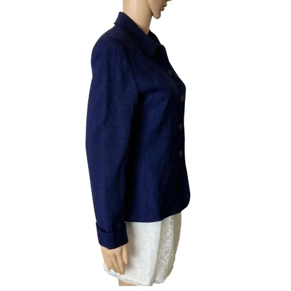Talbots blue Worsted Wool 4 Button Blazer Made in USA Lined size 4 - Picture 3 of 5